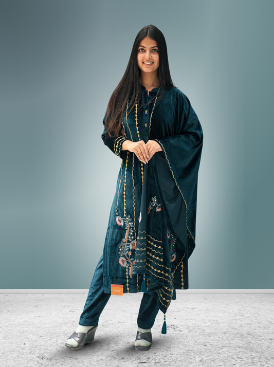 Gamma Green - 3 Piece Velvet Suite