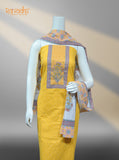 Yellow Unstitched Cotton Suits Flower Pattern