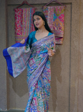 Firozi Blue Gajji Satin Silk with Aari Sequence Work