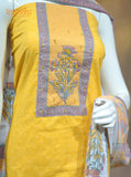 Yellow Unstitched Cotton Suits Flower Pattern