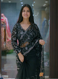 Stitched Blouse Black Grandeur Heavy Work Saree
