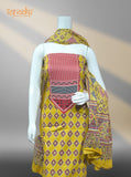 Yellow Unstitched Cotton Suits with Pattern Work