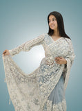 Stitched Full Sleeve Blouse Sky Mist Party Wear Saree