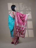 Firozi Color Designer Dupatta Paired Saree with Blouse Piece