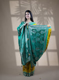 Neon Color Designer Dupatta Paired Saree with Blouse Piece