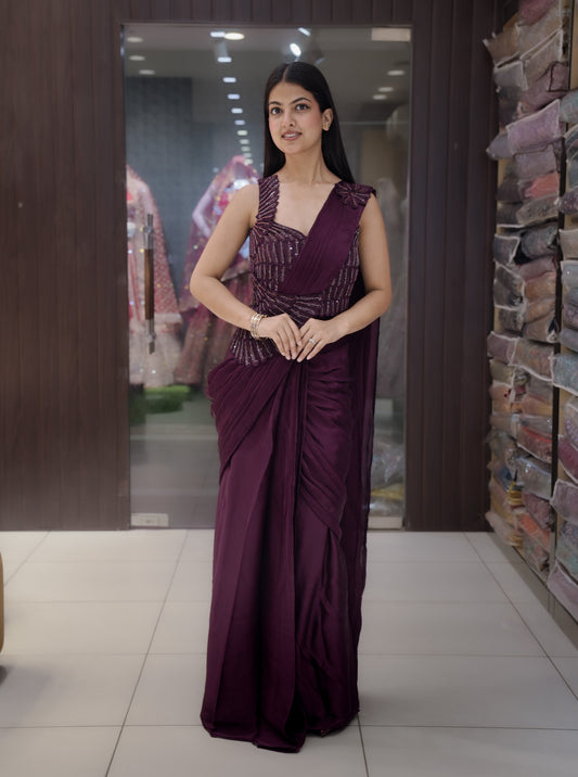 Modern Ready-to-Wear Saree – Signature Edition - Purple
