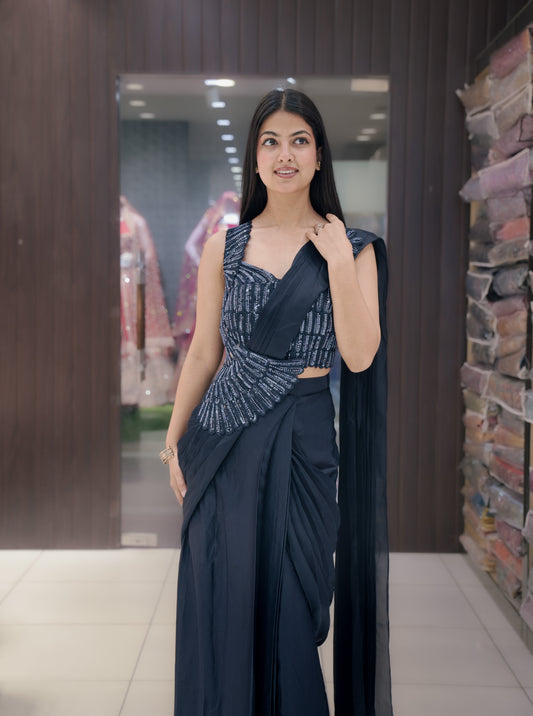Modern Ready-to-Wear Saree – Signature Edition - Blue