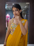 Designer Ready-to-Wear Saree - Yellow