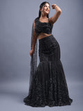 Net Fabric Heavy Beaded Fish Cut Indo-Western Lehenga