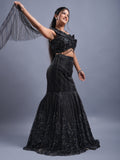 Net Fabric Heavy Beaded Fish Cut Indo-Western Lehenga