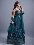 RAMA COLOUR GEORGETTE FABRIC WITH HANDWORK PARTYWEAR LEHENGA