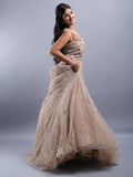 GOLDEN COLOUR NET FABRIC FULLY EMBROIDED RING CEREMONY & PARTYWEAR GOWN
