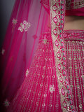 RANI COLOUR SILK FABRIC READY TO STICH BRIDAL LEHENGA
