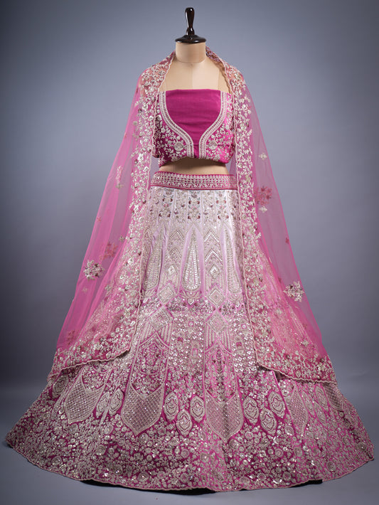 Pink velvet ring ceremony ready to stitch lehenga