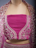 PINK VELVET GIRLISH RING CEREMONY READY TO STICH LEHENGA