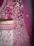 PINK VELVET GIRLISH RING CEREMONY READY TO STICH LEHENGA