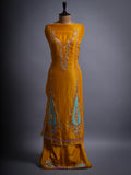 YELLOW PURE SHIMMER TOP & DUPATTA WITH PURE CREAP BOTTOM FULLY HANDWORK HALDI & PARTY WEAR READY TO STICH SUIT