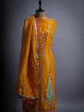 YELLOW PURE SHIMMER TOP & DUPATTA WITH PURE CREAP BOTTOM FULLY HANDWORK HALDI & PARTY WEAR READY TO STICH SUIT