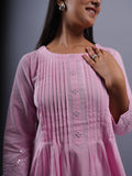 LIGHT PINK KHADI COTTON | A LINE SUIT SET