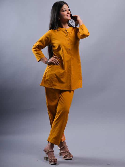MUSTARD KHADI COTTON COORDS