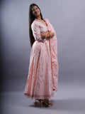 LIGHT PINK V NECK ANARKALI WITH HAKOOBA WORK 3 PCS SET