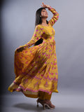NEON YELLOW ANARKALI WITH HAND WORK 3 PCS SET