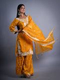 YELLOW PARTY & HALDI WEAR EMBROIDED WITH PLAZZO 3 PCS SET