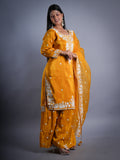 YELLOW PARTY & HALDI WEAR EMBROIDED WITH PLAZZO 3 PCS SET