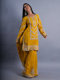 YELLOW PARTY & HALDI WEAR EMBROIDED PLAZZO 3 PCS SET