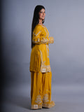 YELLOW PARTY & HALDI WEAR EMBROIDED PLAZZO 3 PCS SET