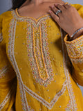 YELLOW PARTY & HALDI WEAR EMBROIDED PLAZZO 3 PCS SET