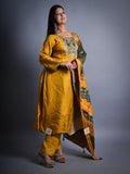 CORN YELLOW PARTY WEAR WITH HANDWORK 3 PCS SET