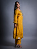 CORN YELLOW PARTY WEAR WITH HANDWORK 3 PCS SET