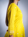 NEON YELLOW COTTON WITH HAKOOBA WORK ANARKALI 3 PCS SET