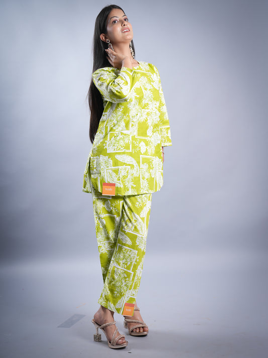 PARROT GREEN COTTON COORD SET