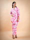 LIGHT PINK COTTON GEOMETRICAL PRINT COORD SET
