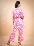 LIGHT PINK COTTON GEOMETRICAL PRINT COORD SET