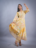 YELLOW COTTON ANARKALI HALDI 3 PCS SET