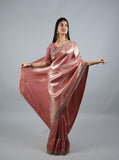 Hot Pink Kumudh Silk Saree With Beads Work With Stitch Blouse