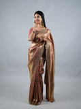 Rose Gold Kumudh Silk Saree With Beads Work With Stitch Blouse