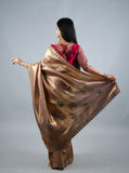 Rose Gold Kumudh Silk Saree With Beads Work With Stitch Blouse