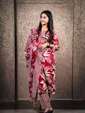 Red Cotton Suit 3 Piece Set