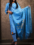 Blue Cotton Suit 3 Piece Set