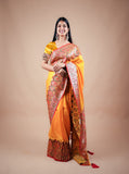 Yellow Position Taste Banarasi Saree with Heavy Serosky