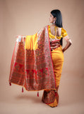 Yellow Position Taste Banarasi Saree with Heavy Serosky