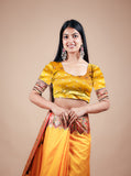 Yellow Position Taste Banarasi Saree with Heavy Serosky