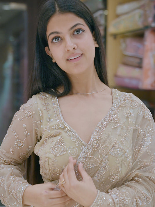 Stitched Blouse Golden Grandeur Heavy Work Saree