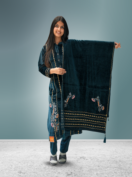 Gamma Green - 3 Piece Velvet Suite