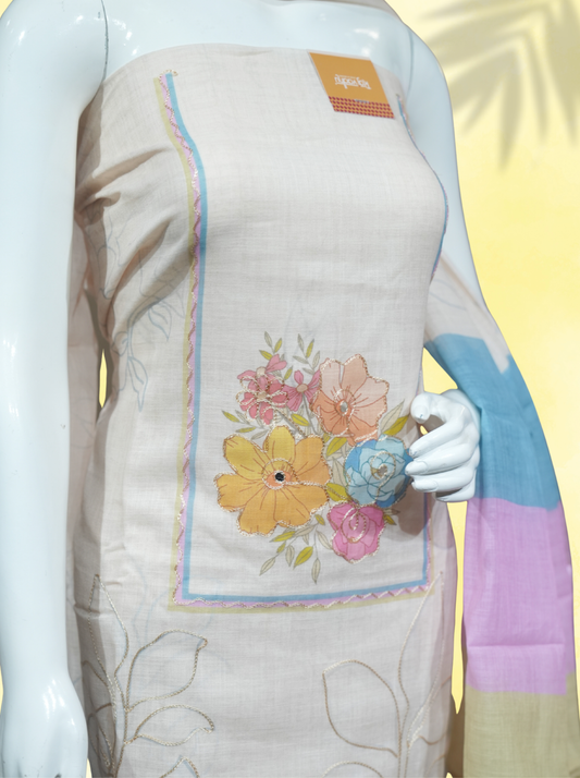 Pure Cotton Flower Pattern Unstitched Suits
