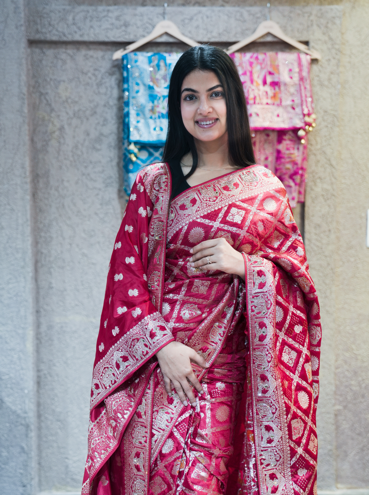 Single Tone Dupatta Style Saree with Blouse Piece